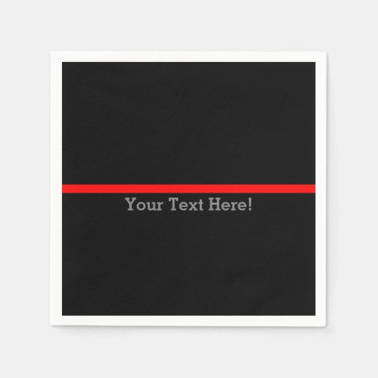 黒のテキストの記号的な薄い赤い線 スタンダードカクテルナプキン (正面)