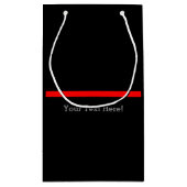 黒のテキストの記号的な薄い赤い線 スモールペーパーバッグ (裏面)