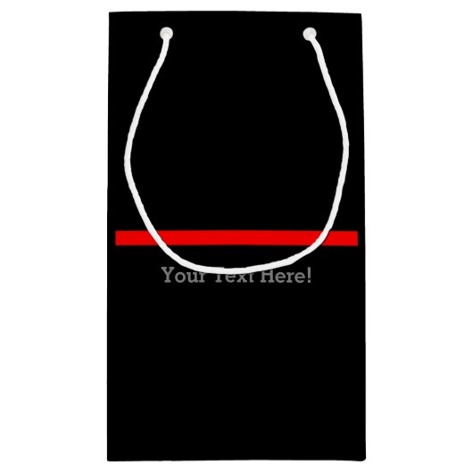 黒のテキストの記号的な薄い赤い線 スモールペーパーバッグ (裏面)