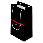 黒のテキストの記号的な薄い赤い線 スモールペーパーバッグ (正面アングル)