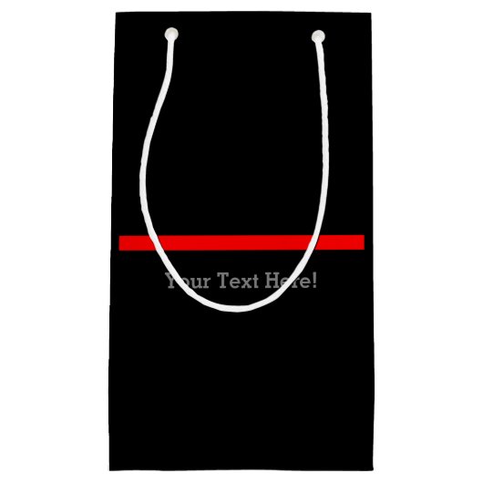 黒のテキストの記号的な薄い赤い線 スモールペーパーバッグ (正面)