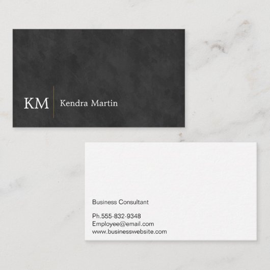 黒のテクスお洒落チャ | イニシャル 名刺 (正面/裏面)