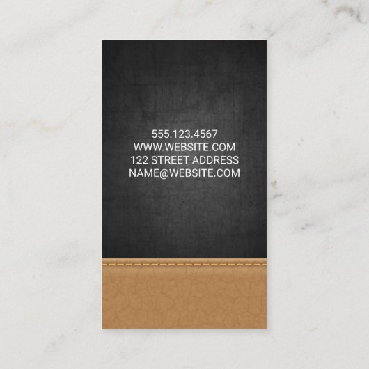 黒のテクスチャ |ステッチ済みレザー 名刺 (裏面)