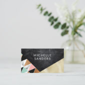 黒のテクスチャ |タイルの幾何学的 |ゴールド・フォイル 名刺 (スタンド正面)