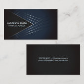 黒のテクスチャ | 青いメタリックラインの背景 名刺 (正面/裏面)