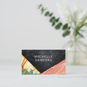 黒のテクスチャ | Boho Geometric Palm 名刺 (スタンド正面)