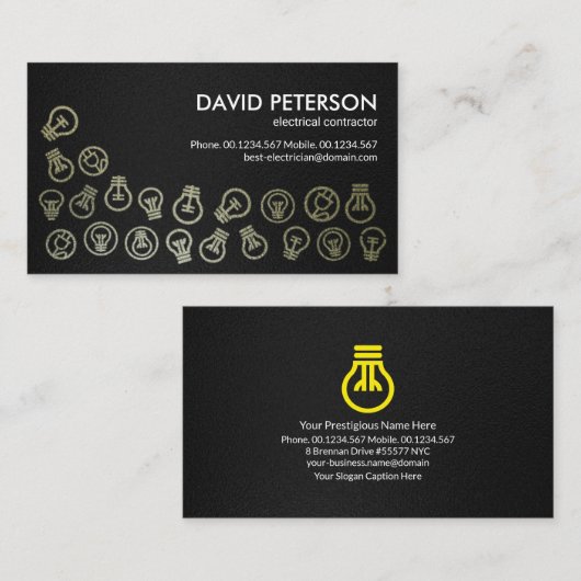 黒のテグランジクスチフェイクャ銀球電気 名刺 (正面/裏面)