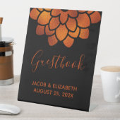 黒のテーブルピードに結婚ドラマチックな銅の花 台座サイン (インサイチュ)