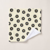 黒のデイジーパターン バスタオルセット (ウォッシュタオル)