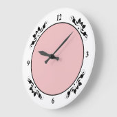 黒のデコレーション番号顔の色付き背景 ラージ壁時計 (傾斜)