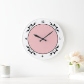 黒のデコレーション番号顔の色付き背景 ラージ壁時計 (ホーム)