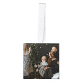 黒のデュアルパーソナライズされた写真 キューブオーナメント (正面)