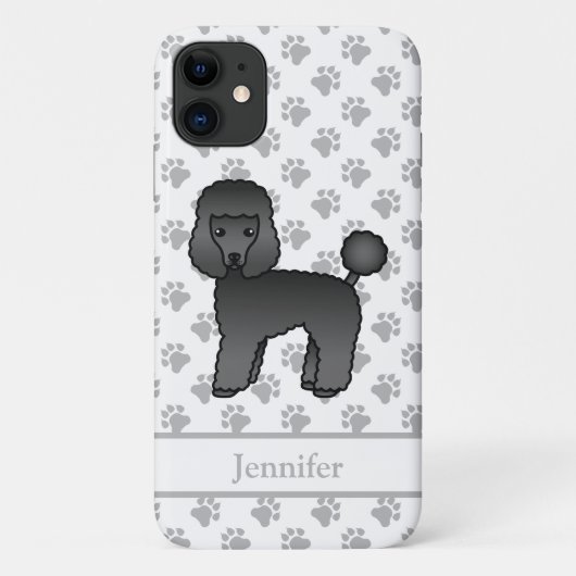 黒のトイプードルのかわいいキャラクターデザインの犬と名前 Case-Mate iPhoneケース (裏面)