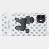 黒のトイプードルのかわいいキャラクターデザインの犬と名前 Case-Mate iPhoneケース (裏面(横))