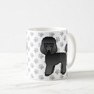 黒のトイプードルの可愛いキャラクターデザイン コーヒーマグカップ