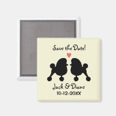 黒のトイプードルの結婚式　結婚式招待状事前通知デザイン マグネット (正面/裏面)