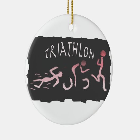 黒のトライアスロンの水泳のバイクの操業抽象芸術 セラミックオーナメント (右)