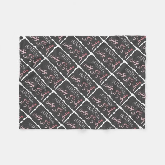 黒のトライアスロンの水泳のバイクの操業抽象芸術 フリースブランケット (正面(横))