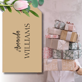 黒のトレンディーエレガント名（姓） |タン・ブラウン ギフトタグ