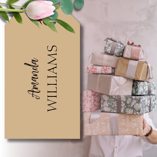 黒のトレンディーエレガント名(姓) |タン・ブラウン ギフトタグ