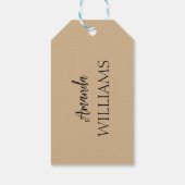 黒のトレンディーエレガント名(姓) |タン・ブラウン ギフトタグ (裏面)