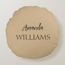 黒のトレンディーエレガント名（姓） |タン・ブラウン ラウンドクッション