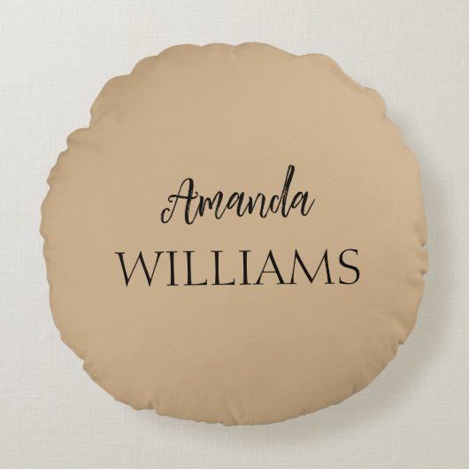 黒のトレンディーエレガント名（姓） |タン・ブラウン ラウンドクッション (正面)