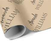 黒のトレンディーエレガント名（姓） |タン・ブラウン ラッピングペーパー (ロールコーナー)