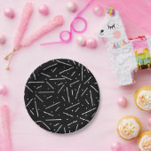 黒のドットとダッシュ ペーパープレート (パーティー)