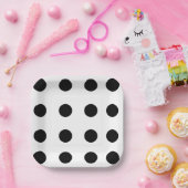 黒のドット ペーパープレート (パーティー)