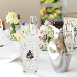 黒のドレスに紫の花のブライダルシャワー タンブラーグラス