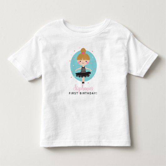 黒のドレスのキュートなバレリーナ 子供の誕生日パーティー トドラーTシャツ (正面)