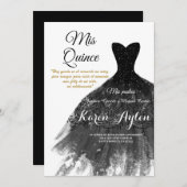 黒のドレスのキンセアニエラ招待状 招待状 (正面/裏面)