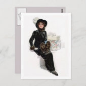 黒のドレスの女性 ポストカード (正面/裏面)