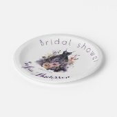 黒のドレス 紫のプリンセスシャワー ペーパープレート (アングル)