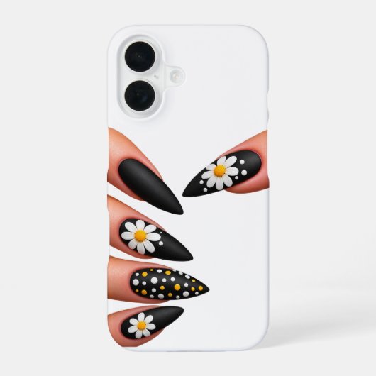黒のネイルスタイル iPhone 16ケース (裏面)