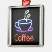 黒のネオンコーヒー印 メタルオーナメント (左)