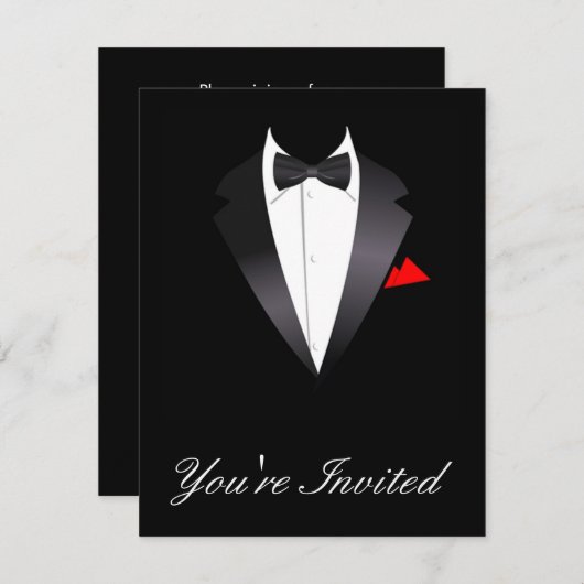 黒のネクタイの招待 招待状 (正面/裏面)