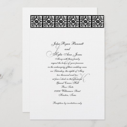 黒のネクタイ結婚式招待状 招待状 (正面/裏面)