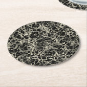 黒のネットワークニューロン – シームレスなパターン。 ラウンドペーパーコースター (アングル)