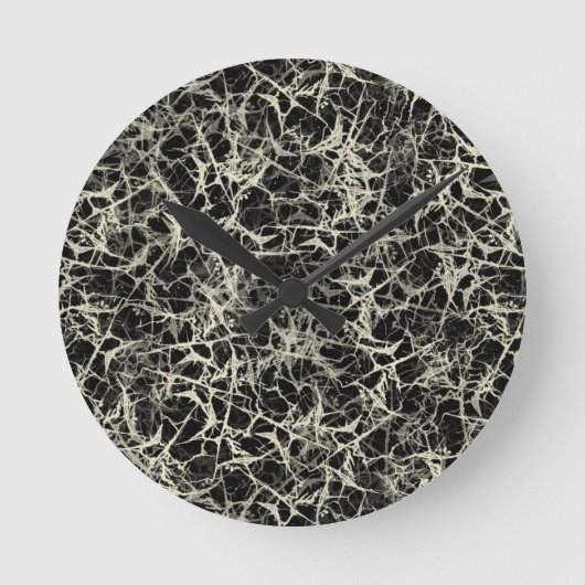 黒のネットワークニューロン – シームレスなパターン。 ラウンド壁時計 (正面)