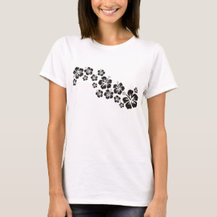 黒のハイビスカスの開花 Tシャツ