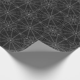 黒のハロウィンの蜘蛛の巣 ラッピングペーパー