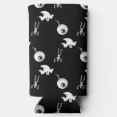 黒のハロウィーンパターン スリム缶クーラー (裏面)
