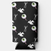 黒のハロウィーンパターン スリム缶クーラー (正面)
