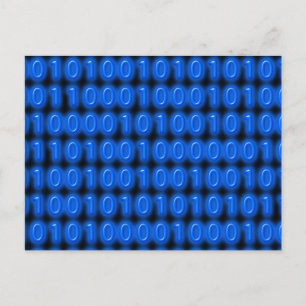 黒のバイナリコードに青 ポストカード