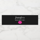 黒のバチェロレッテパーティーでのホットピンクの輝く唇 ペットボトルラベル (シングルラベル)