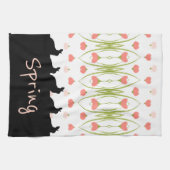 黒のバニーシルエットとピンク キッチンタオル (横)