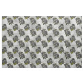 黒のバラと緑葉の白 ファブリック (ファットクウォーター)