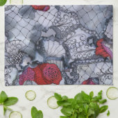 黒のバラの台所タオル キッチンタオル (折り畳み)